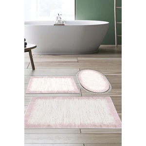 Kaymaz Taban Djt 3'lü Banyo Paspas Takımı Yıldız Deri Karışık Modern 1342 Pudra