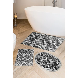 Kaymaz Taban Djt 3'lü Banyo Paspas Takımı Star Pamuk Karışık Iskandinav F5128 Siyah