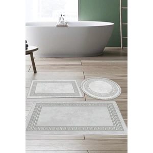 Kaymaz Taban Djt 3'lü Banyo Paspas Takımı Trend Karışık Modern 626M Gri