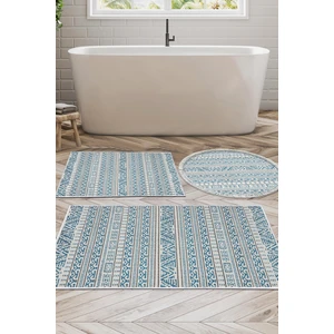 Kaymaz Taban Djt 3'lü Banyo Paspas Takımı Trend Karışık Iskandinav F5082 Lacivert