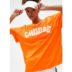 Bisiklet Yaka Düz Turuncu Kadın T-Shirt 3SAK10029NK