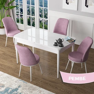 Concept Zen Serisi Açılabilir Beyaz Mdf 80X132 Mutfak Masa Takımı 4 Adet Sandalye