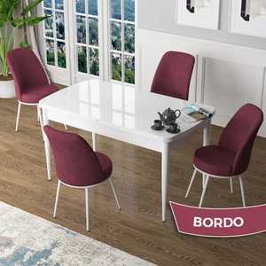 Concept Zen Serisi Açılabilir Beyaz Mdf 80X132 Mutfak Masa Takımı 4 Adet Sandalye