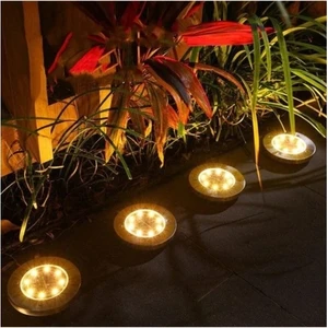 Solar Güneş Enerjili 8 Ledli Kazıklı Çim Zemin Bahçe Aydınlatma 3 W Gün Işığı Sarı LED ( 12 Li Set )