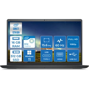 Inspiron 3520 Intel Core i7 1255U 16GB 512GB SSD Windows 11 Pro 15.6" FHD Taşınabilir Bilgisayar I35201013U012