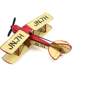 Vintage Eskitme Metal Uçak Çift Kanatlı 34CM