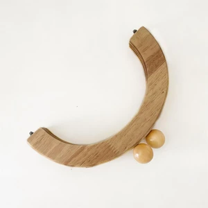 Çanta Bursu Ahşap Oval Boncuklu Açık Kahve 20 cm
