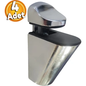 Pelikan Ayarlanabilir Etajer Cam Tutucu Ahşap Raf Tutucu Cam Etejeri Metal Vidalı Krom (4 Adet)