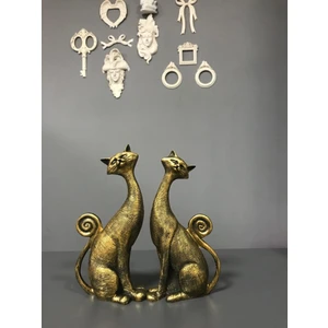Renkli Fırça Ikili Kedi Polyester Biblo