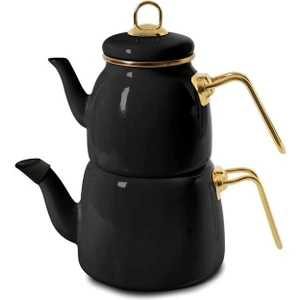 İPEK Siyah Altın Emaye Çaydanlık