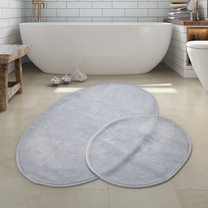 Alanur Home Pamuklu 2'li Banyo Paspası Oval Gri