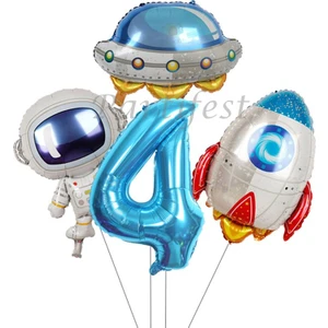 Parti Station Uzay Kozmik Galaksi Astronot Roket Balon Set Yıldız Balon Folyo Set Konsept Doğum Günü Set Yaş Balon