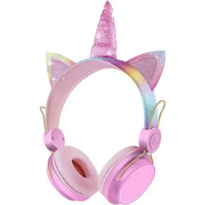 Yeni Nesil Kablosuz Sevimli Unicorn Kız Çocuk Kulaklığı Wirelles Bluetooth Mavi