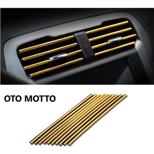 OTO MOTTO Araç Içi Klima Izgara Hava Çıkış Dekoratif Şerit Klima Şerit Gold 10 Ad