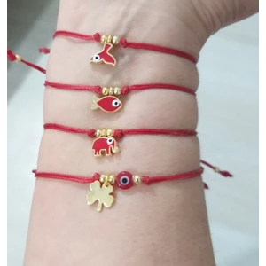 Funny Takı Nazar Boncuklu Altın Rengi Yonca Fil Balık Deniz Kızı Kuyruğu Dörtlü Bileklik