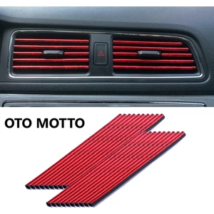 OTO MOTTO Araç İçi Klima Izgara Hava Çıkış Dekoratif Klima Şerit Buz Kırmızısı 10 Ad