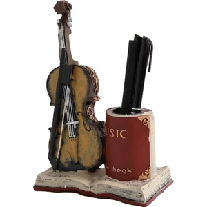 Keyfim Shop Dekoratif Keman Tasarımlı Polyester Kalemlik