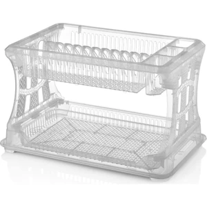 Şeffaf Petek Dokulu Kolay Demonte 2 Katlı Tabaklık Bulaşıklık Kaşıklık 45X29 H:28 Bulaşık Sepeti