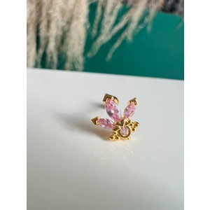 By Dilek Çetin Accessory Çelik Pembe Taşlı Lotus Çiçeği Kıkırdak Helix Tragus PIERCING(1ADET)