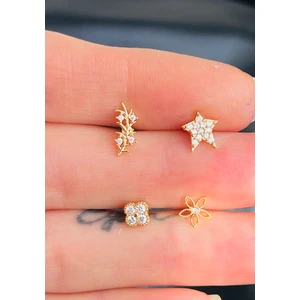 By Dilek Çetin Accessory Çelik Kıkırdak Helix Tragus PIERCING(4ADET)