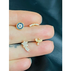 By Dilek Çetin Accessory Çelik Kıkırdak Helix Tragus Piercing(4 Adet)