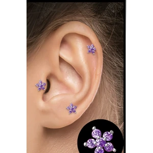 By Dilek Çetin Accessory Çelik Ametis Taşlı Kıkırdak Helix Tragus Piercing (1ADET)
