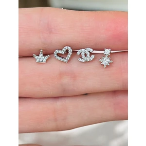 By Dilek Çetin Accessory Çelik Kıkırdak Helix Tragus Piercing (4 Adet )