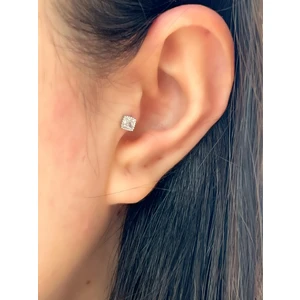 By Dilek Çetin Accessory Cerrahi Çelik Kare Tek Taş Kıkırdak Helix Tragus Piercing (1AD)