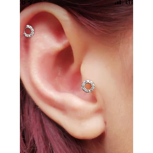 By Dilek Çetin Accessory Çelik Yuvarlak Desen Kıkırdak Helix Tragus Piercing (1AD)