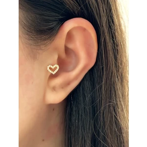 By Dilek Çetin Accessory Çelik Taşlı Kalp Model Kıkırdak Helix Tragus Piercing