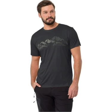 Jack Wolfskin Peak Graphic T M Erkek Siyah T-Shirt