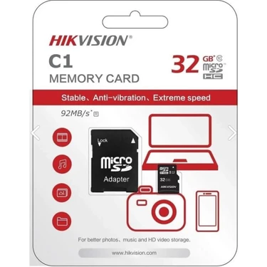 Hıkvısıon C1 Hafıza Kartı 92 Mb/s 32GB Micro Sd Hc1