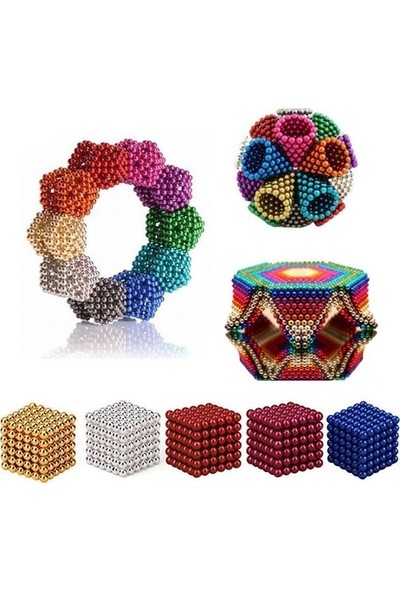 Realx Renkli Manyetik Mıknatıs Toplar 5mm 216 Adet Neocube Neo Cube Küp Neodymium