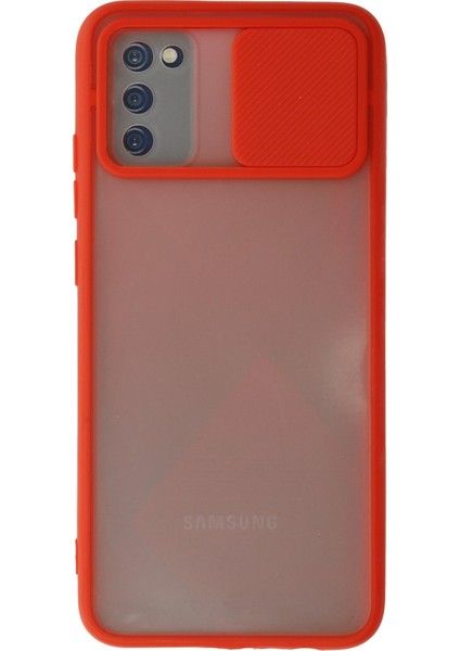 Samsung Galaxy A02S Kılıf Palm Buzlu Kamera Sürgülü Silikon - Kırmızı 300099