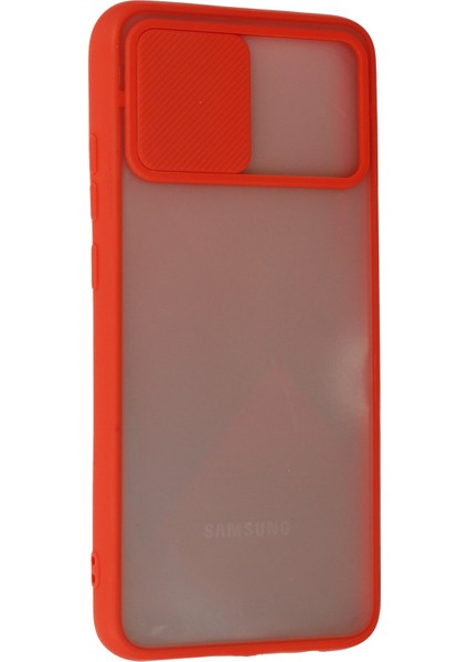 Samsung Galaxy A02S Kılıf Palm Buzlu Kamera Sürgülü Silikon - Kırmızı 300099