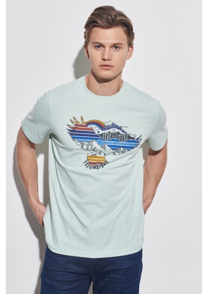 Regular Fit Normal Kesim %100 Pamuk Bisiklet Yaka Açık Pembe Tişört