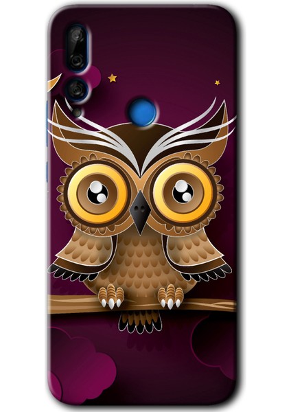 Huawei Y9 Prime 2019 Kılıf Hd Desen Baskılı Arka Kapak + Temperli Cam - Owl Bird Branch