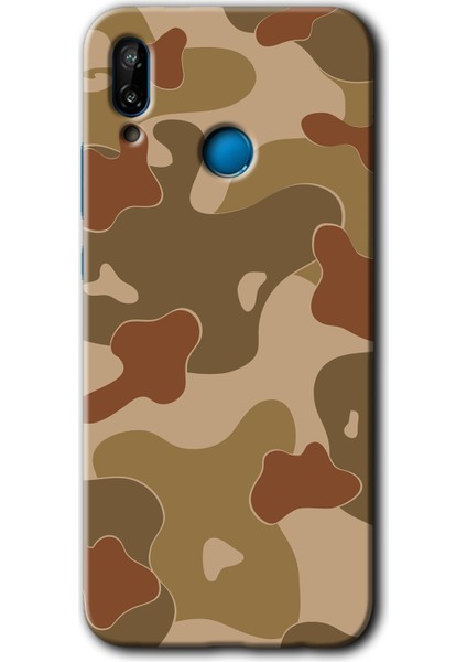 Huawei P20 Lite Kılıf Hd Desen Baskılı Arka Kapak + Temperli Cam - Kamuflaj 10