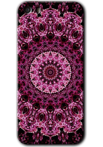 iPhone 5 Kılıf Hd Desen Baskılı Arka Kapak + Temperli Cam - Mandala Patterns Kaleidoscope
