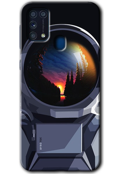 Samsung Galaxy M31 Kılıf Hd Desen Baskılı Arka Kapak + Temperli Cam - Astronot