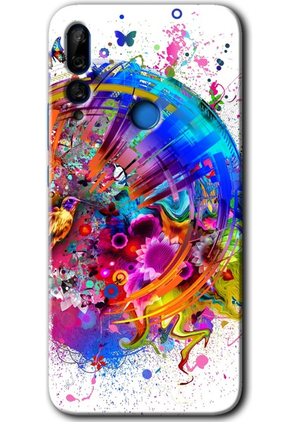 Huawei Y9 Prime 2019 Kılıf Hd Desen Baskılı Arka Kapak + Temperli Cam - 4K Clock