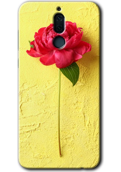 Huawei Mate 10 Lite Kılıf Hd Desen Baskılı Arka Kapak + Temperli Cam - Kırmızı Gül