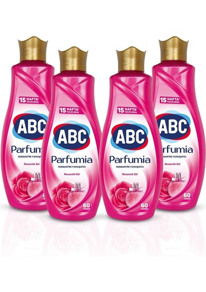 Abc Parfumia Romantik Gül Konsantre Yumuşatıcı 1440 ml 4'lü Seti