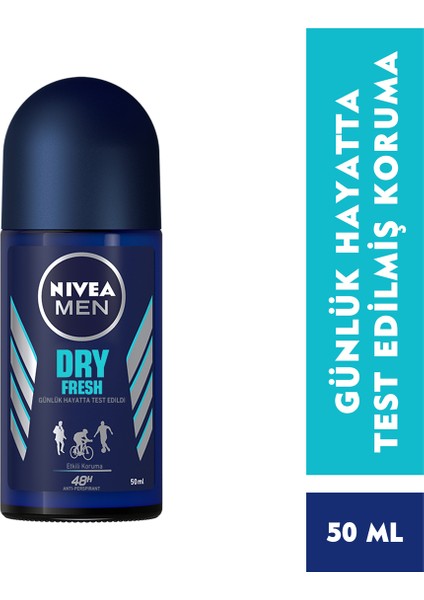 Men Erkek Deodorant Roll-On Dry Fresh 50 ml x 2 Adet, 72 Saat Anti-perspirant Koruma Koruma
