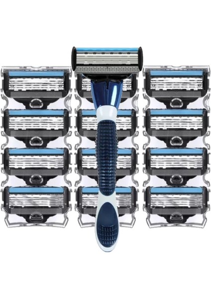 Shave J8 Kartuşlu Tıraş Makinesi + F9 Tıraş Fırça + 12 Adet Kartuş Jilet -5 Bıçaklı