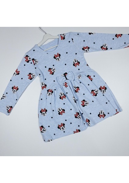 Minnie Mouse Baskılı Uzun Kollu Pamuklu Elbise modelleri