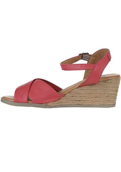 Fuşya Deri Kadın Dolgu Topuklu Espadril Sandalet 01WS11100 fırsatları