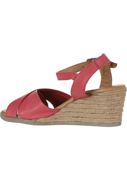 Fuşya Deri Kadın Dolgu Topuklu Espadril Sandalet 01WS11100 indirimleri
