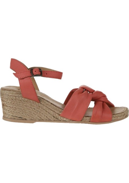 Bueno Shoes Mercan Deri Kadın Dolgu Topuklu Espadril Sandalet 01WS10307