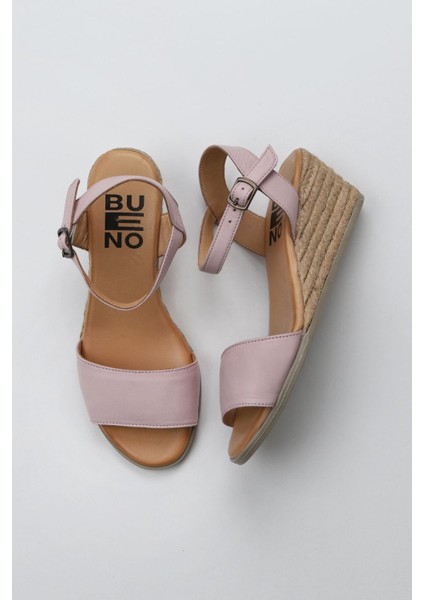 Bueno Shoes Pembe Deri Kadın Dolgu Topuklu Espadril Sandalet 01WS11101